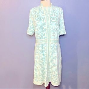 NWT ELIZABETH MCKAY EMILY BAMBOO TURQUOISE DRESS M
